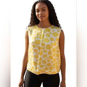 Angeline Kingsley Vintage Silk Cropped Top Yellow Womens Size 42/M France